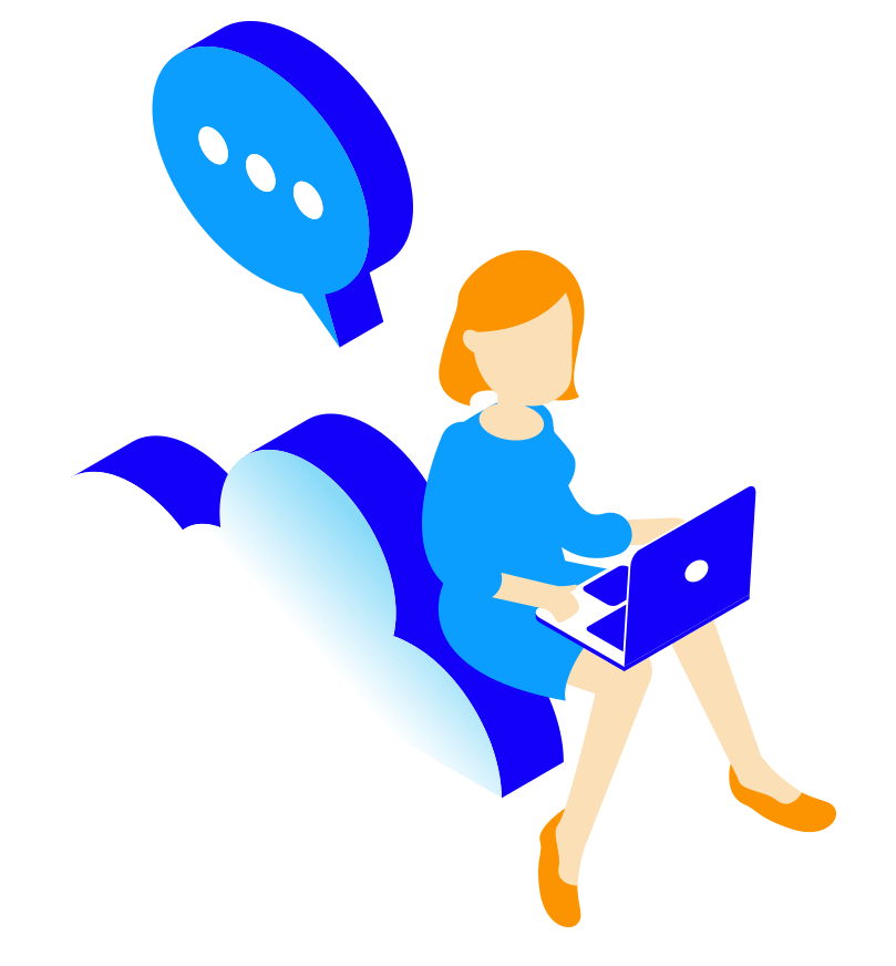 Drawing of an accountant using cloud services